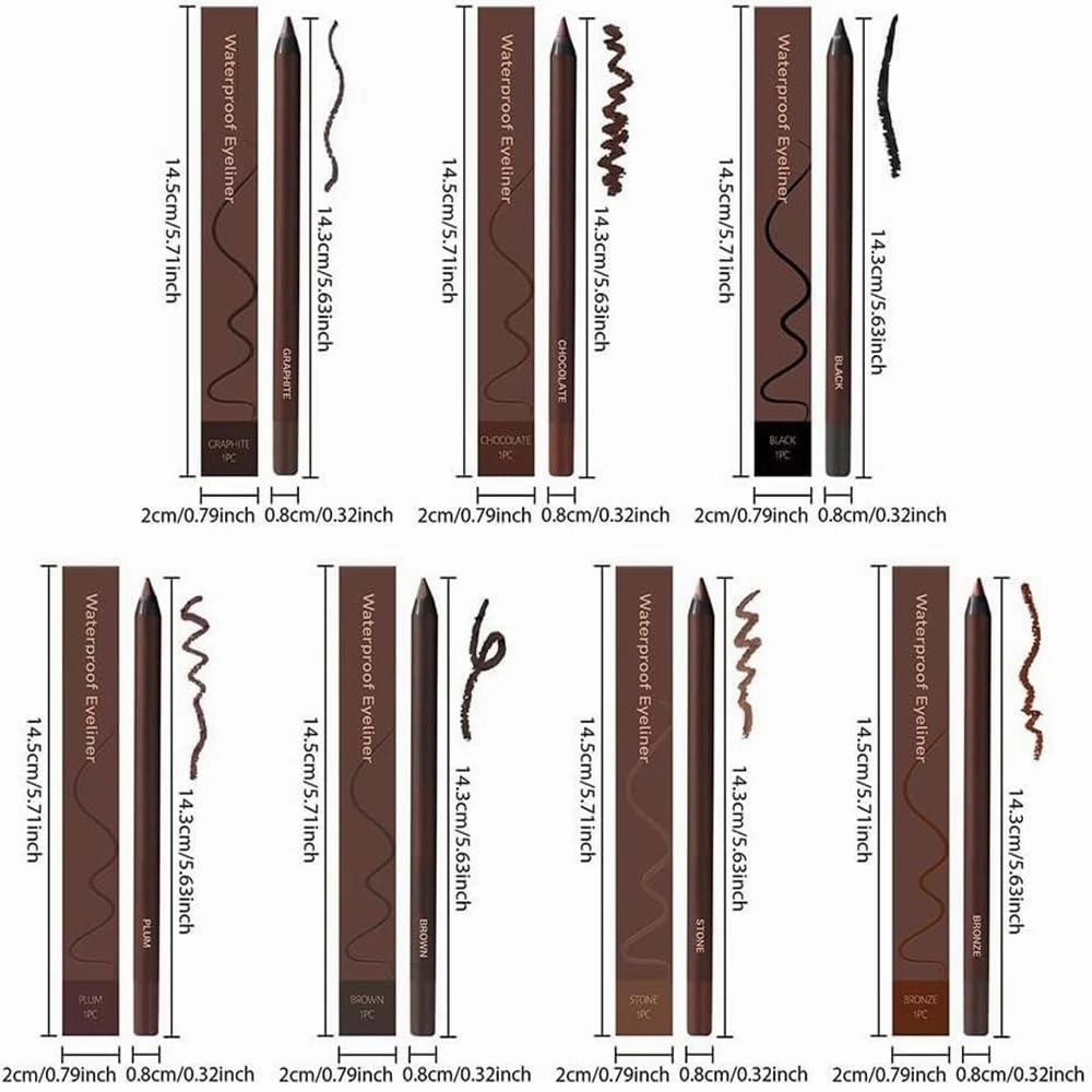 Persona Eyeliner Pencil Waterproof, 24hr Waterproof Eyeliner, 2 In 1 Eye Liner and Eyebrow Pencils, Sharpening Eye Pencil for Smudge-Proof, Long-Lasting Wear Ultra-Creamy & Blendable (7ps)