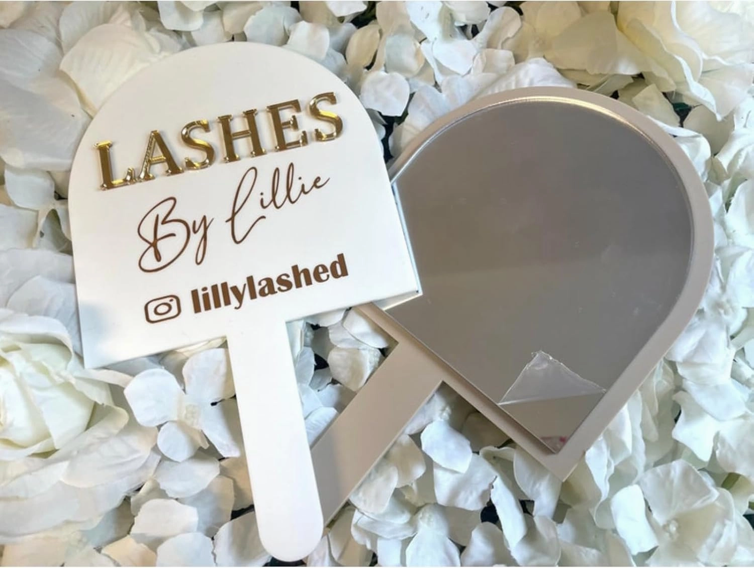Personalised Handheld Mirror,Gift for Hair Dressing,Aesthetics Props,Salon Decor,Mirrors for Lash Techs,Aesthetics Gifts,Custom Acrylic Hand Mirror (White)