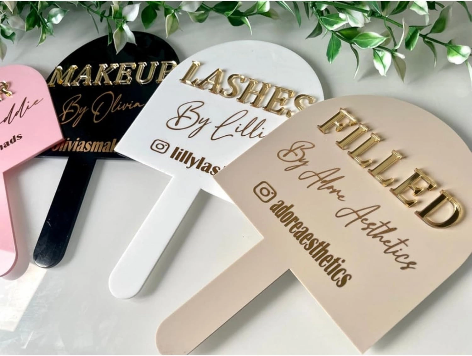 Personalised Handheld Mirror,Gift for Hair Dressing,Aesthetics Props,Salon Decor,Mirrors for Lash Techs,Aesthetics Gifts,Custom Acrylic Hand Mirror (White)