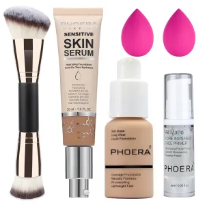 PHOERA Foundation Full Coverage,and 2024 New PHOERA Foundation Makeup for Mature Skin, Wrinkles Matte Natural Finish for a Flawless Complexion with Medium Coverage (104 N03/ Buff Beige Buff Beige)