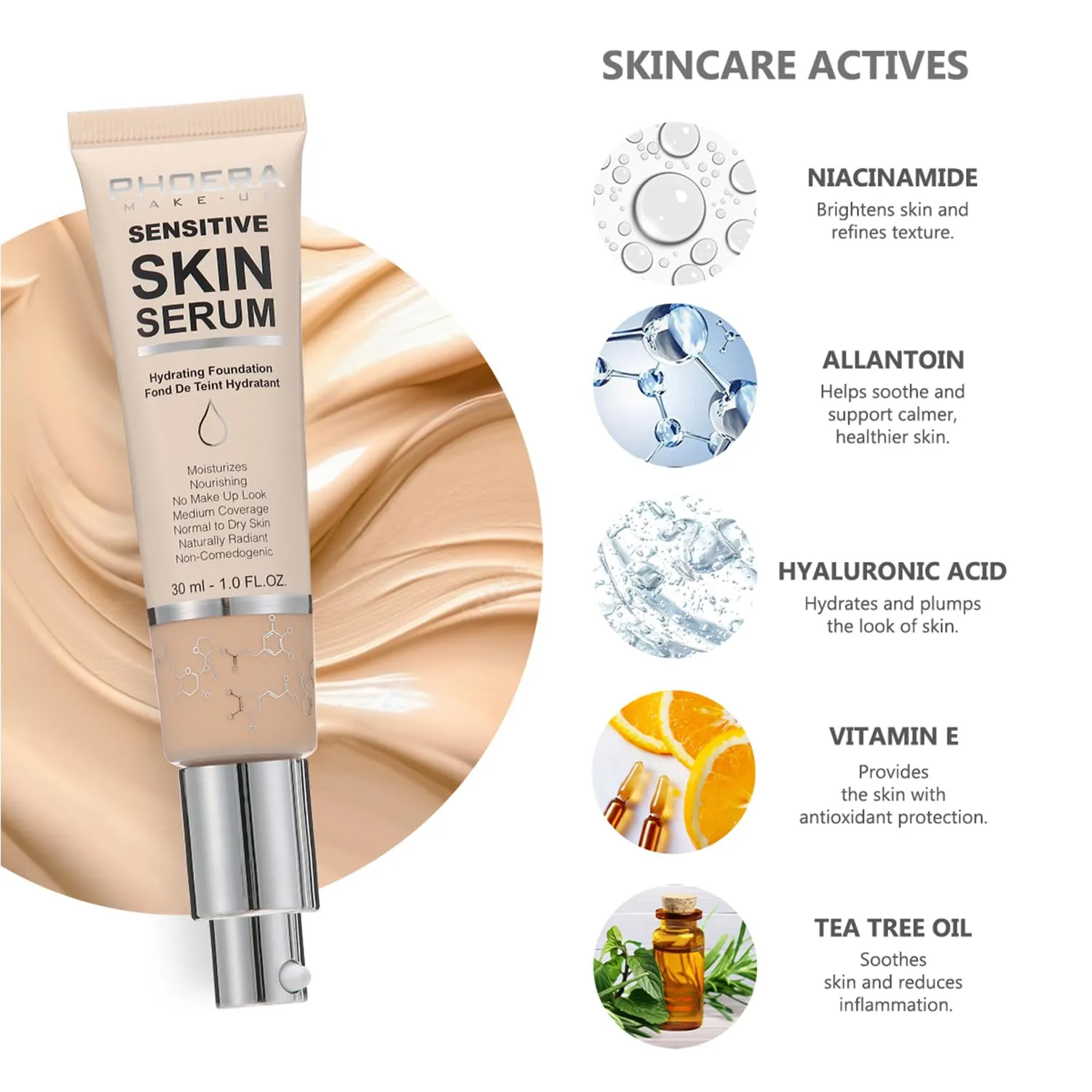 PHOERA Foundation Full Coverage,and Medium Coverage 2024 New PHOERA Foundation Makeup for Mature Skin, Wrinkles Matte Natural Finish for a Flawless Complexion (102 N03/Nude Buff Beige)