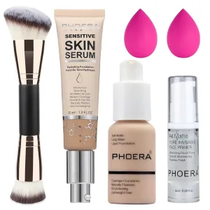 PHOERA Foundation Full Coverage,and Medium Coverage 2024 New PHOERA Foundation Makeup for Mature Skin, Wrinkles Matte Natural Finish for a Flawless Complexion (102 N03/Nude Buff Beige)