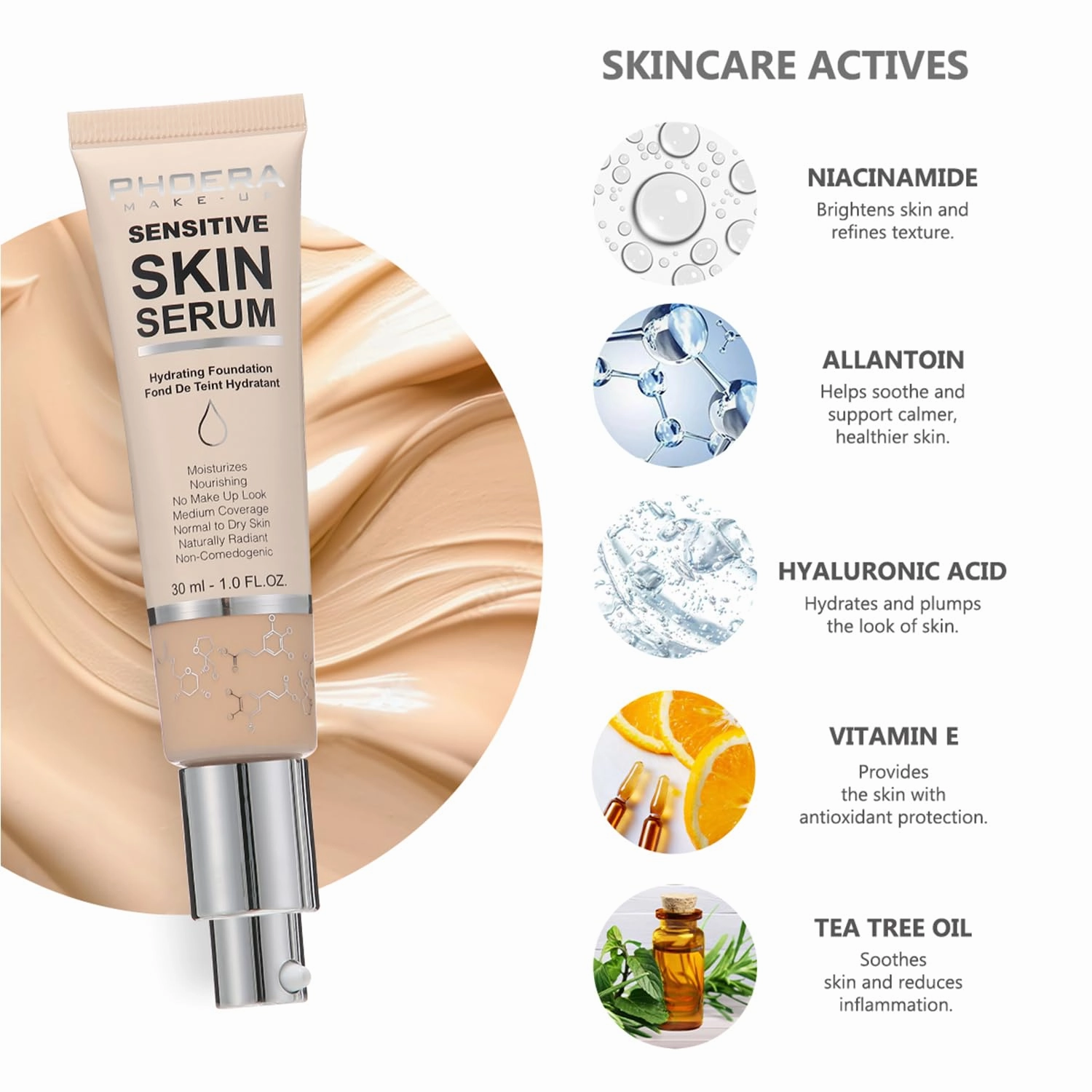 PHOERA Foundation Full Coverage,and 2024 New PHOERA Foundation Makeup for Mature Skin, Wrinkles Matte Natural Finish for a Flawless Complexion with Medium Coverage (103 N02/Warm Peach  Nude)