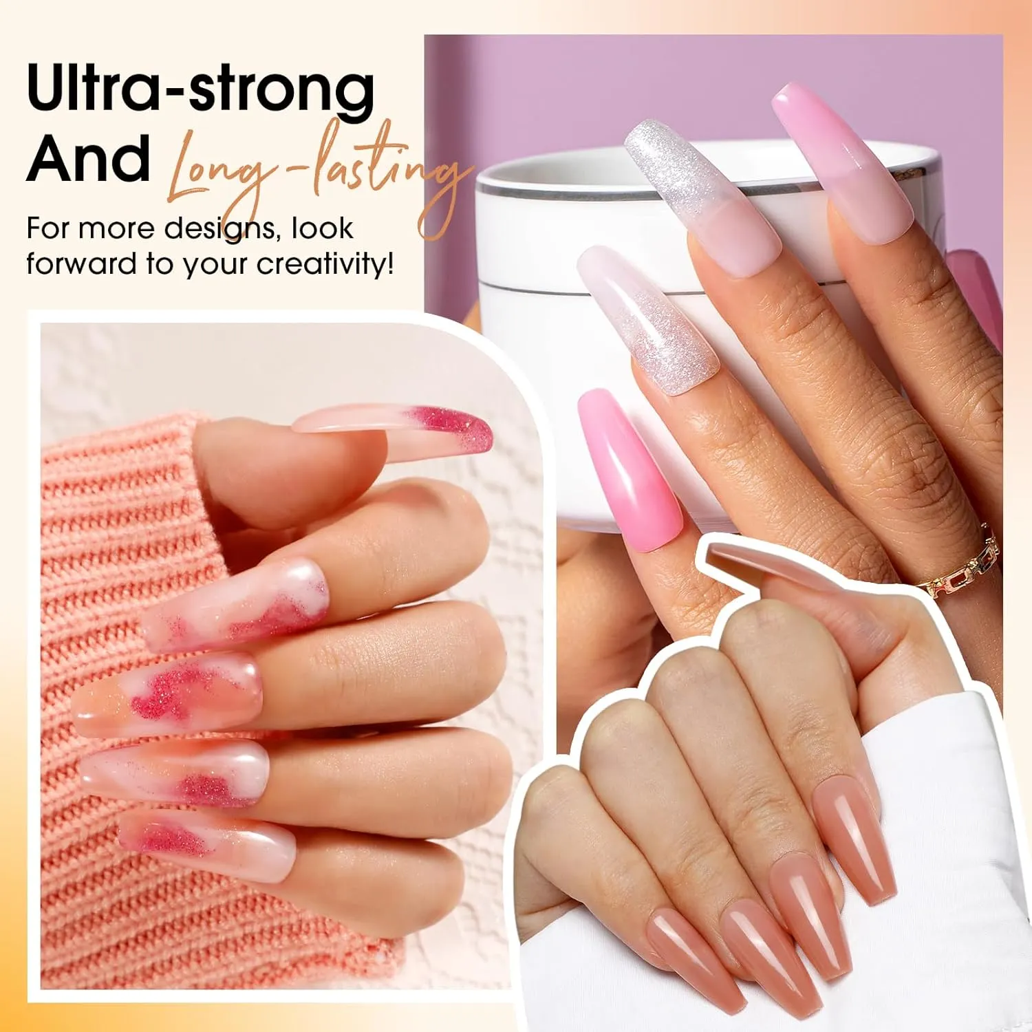 Poly Nail Gel Starter Kit -14 Colors   75 Nail Art Accessories Kit,ROSALIND Clear Pink Nude Glitter Poly Gel with Big UV Light 48W and Electric Nail Drill Starter Kit