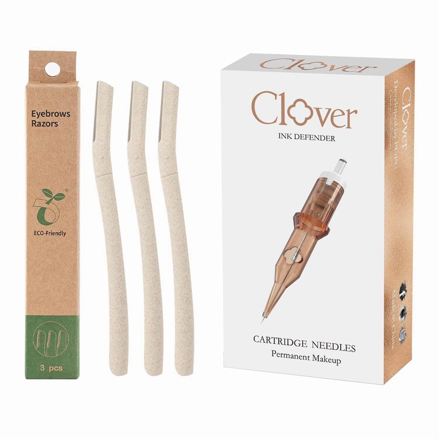 POPU PMU Tattoo Cartridge Needles Single Liner 0.30mm Smp Long Taper Professional 1RL Tattoo Cartridges with Eyebrow Trimmer & Face Shaver Facial Hair Removals for Tattooing Supply