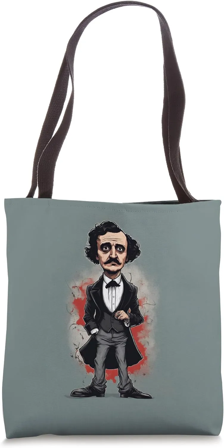 Portrait Caricature of Edgar Allan Poe Tote Bag