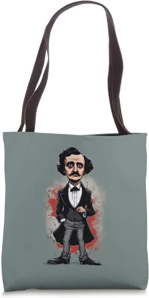 Portrait Caricature of Edgar Allan Poe Tote Bag