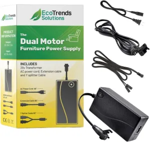 Power Recliner Dual Motor Power Supply, AC/DC Switching Power Supply Transformer 2-pin 29V, 2A Adapter with AC Power Cord for Electric Power Recliner Lift Chair