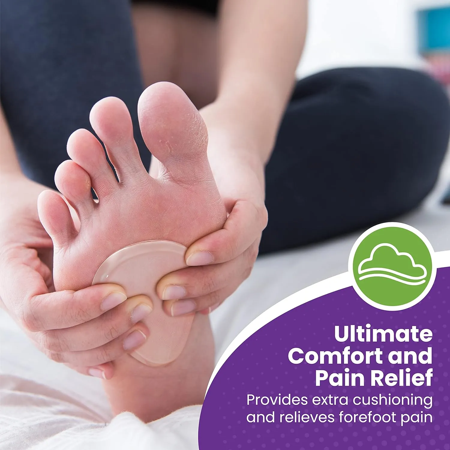 Premium Gel Ball of Foot Cushions - Reusable Clear Gel Metatarsal Pads - Foot Pain Relief - 1/8 Inch - 4 Pair