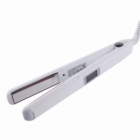 Professional Infrared Hair Straightener Care Cold Flat Iron, Repair Damaged Hair with Ultrasonic Treatment Therapy Function, LCD Display, 360° Swivel Cord, Dual Voltage (White)