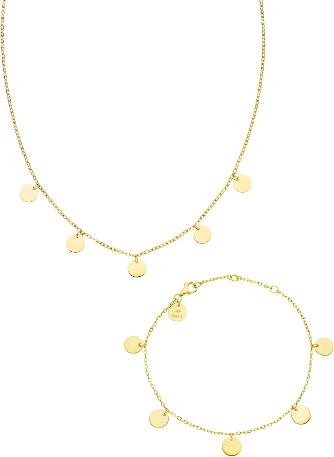 PURELEI® Kalea Bundle Gold – Waterproof necklace bracelet set – 18K Gold plated stainless steel jewelry – Jewelry gift sets – Jewelry sets for women – Necklace and bracelet with coins – Gold jewelry s