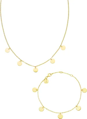 PURELEI® Kalea Bundle Gold – Waterproof necklace bracelet set – 18K Gold plated stainless steel jewelry – Jewelry gift sets – Jewelry sets for women – Necklace and bracelet with coins – Gold jewelry s