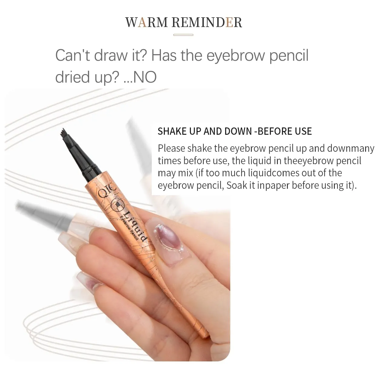 Q706 Eyebrow Pen, 4 Tipped, Precise, Long-lasting, Waterproof Eyebrow Makeup (2#Dark Brown)