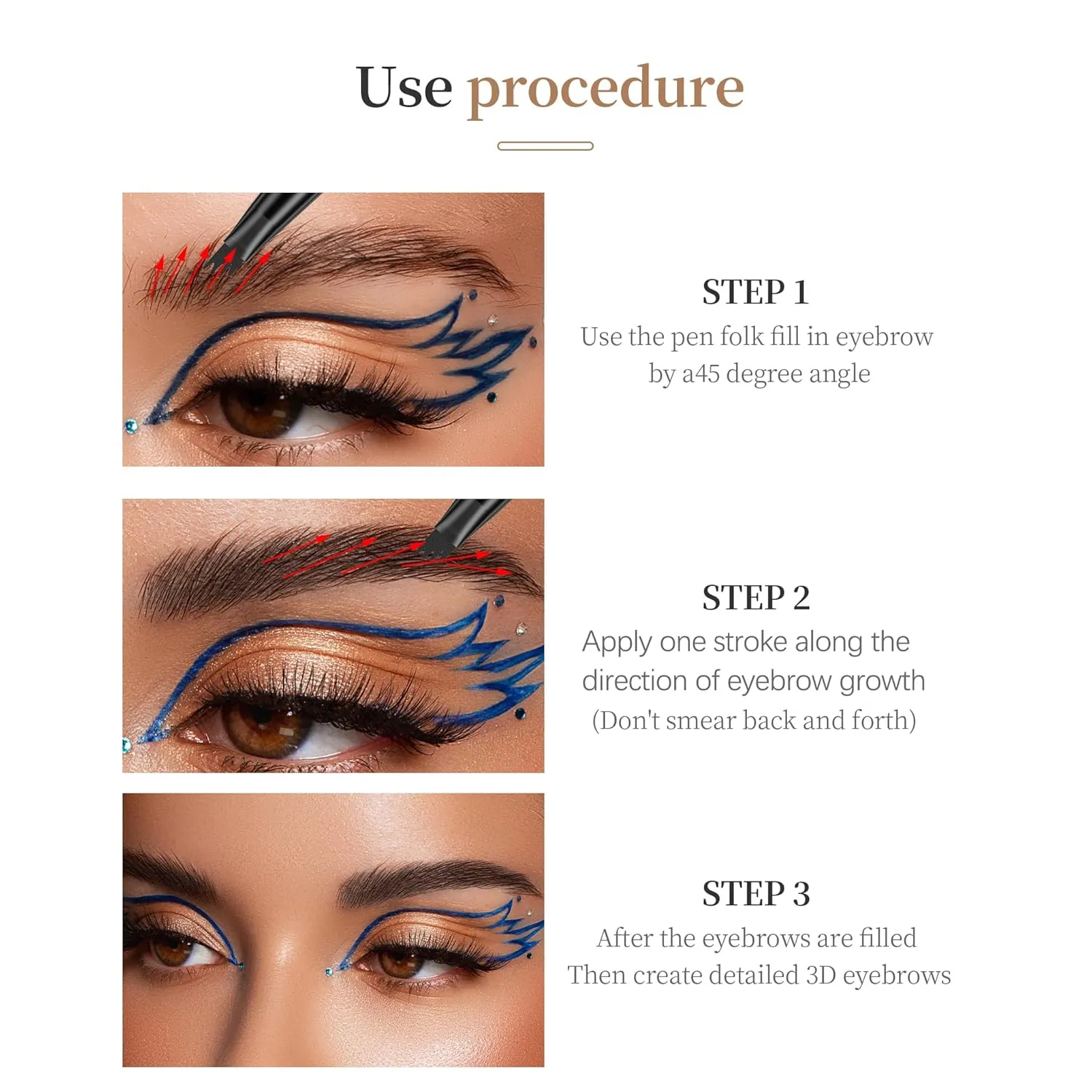 Q707 4 Tipped Precise Brow Pen – Long-Lasting Waterproof Eyebrow Pencil for Natural, Defined Brows – Easy to Use, Suitable for All Skill Levels (4#Black)
