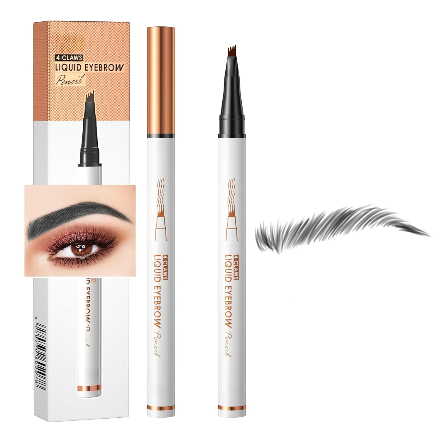 Q707 4 Tipped Precise Brow Pen – Long-Lasting Waterproof Eyebrow Pencil for Natural, Defined Brows – Easy to Use, Suitable for All Skill Levels (4#Black)