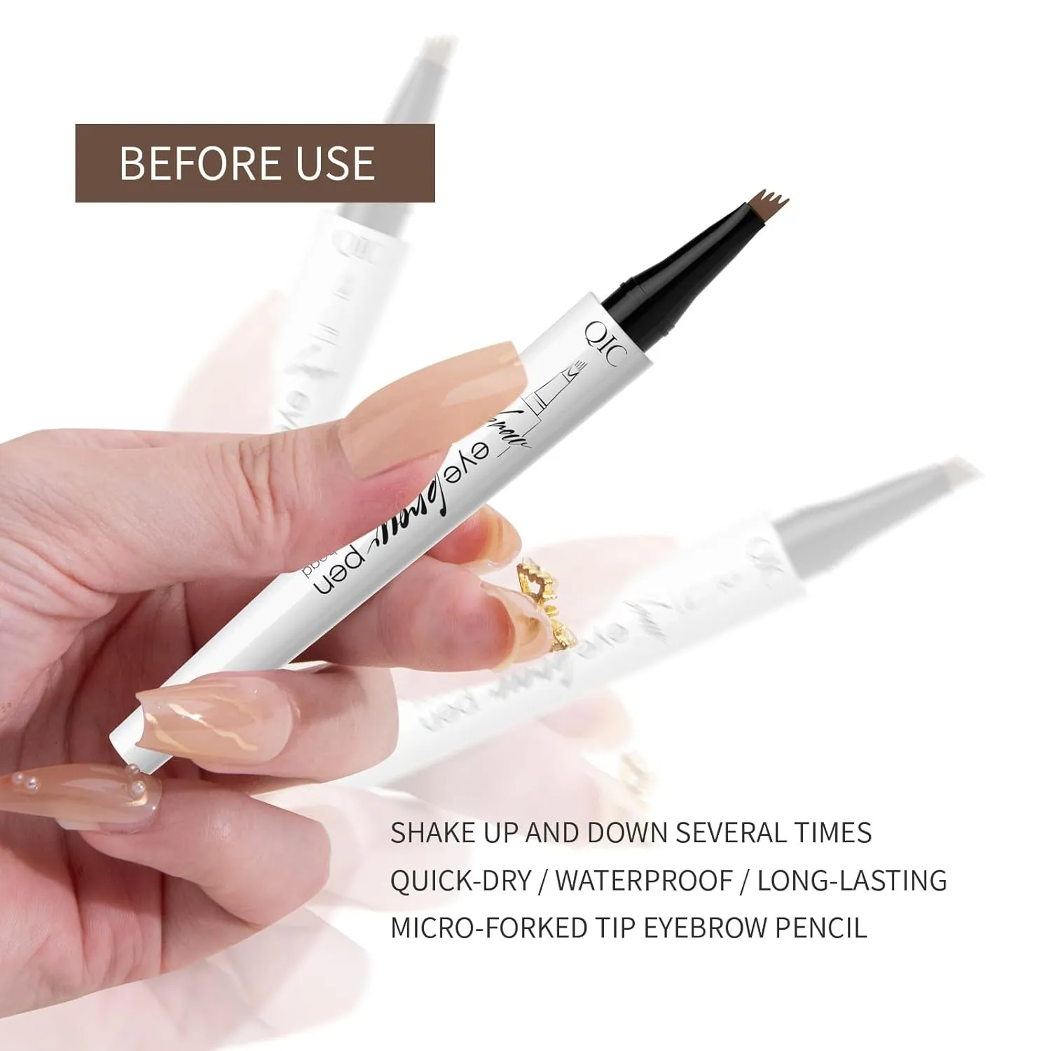 Q709 Brow Master – 4-Way Waterproof Eyebrow Pen for Effortless Brows (2#Dark Coffee)