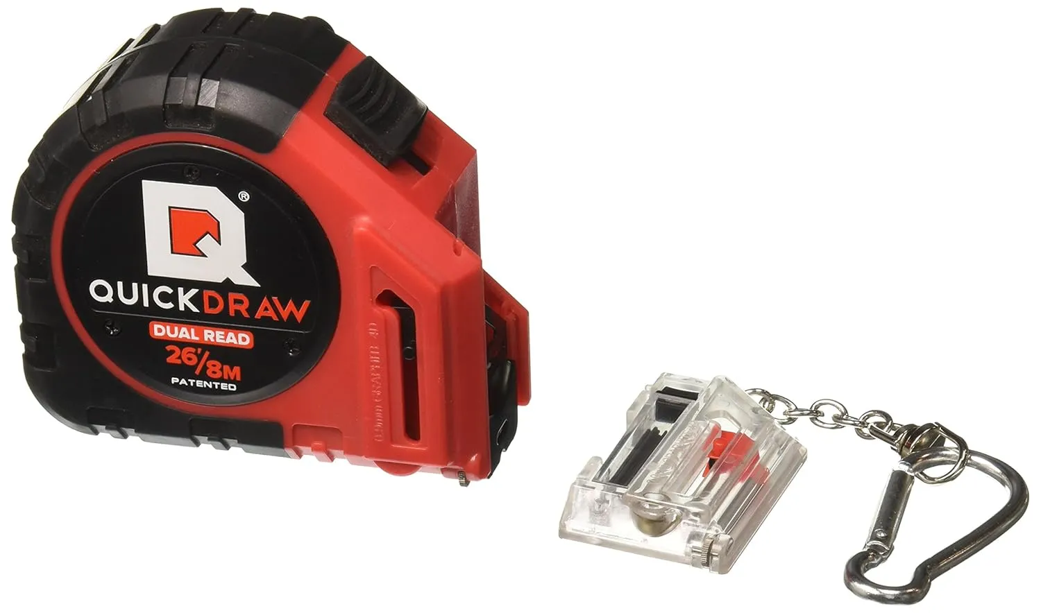 Quickdraw PRO Dual-Read 26 ft / 8M (Imperial/Metric) Self Marking Tape Measure - 1st Measuring Tape with a Built in Pencil - Contractor Grade Steel Tape - Power Locking Tape Ruler