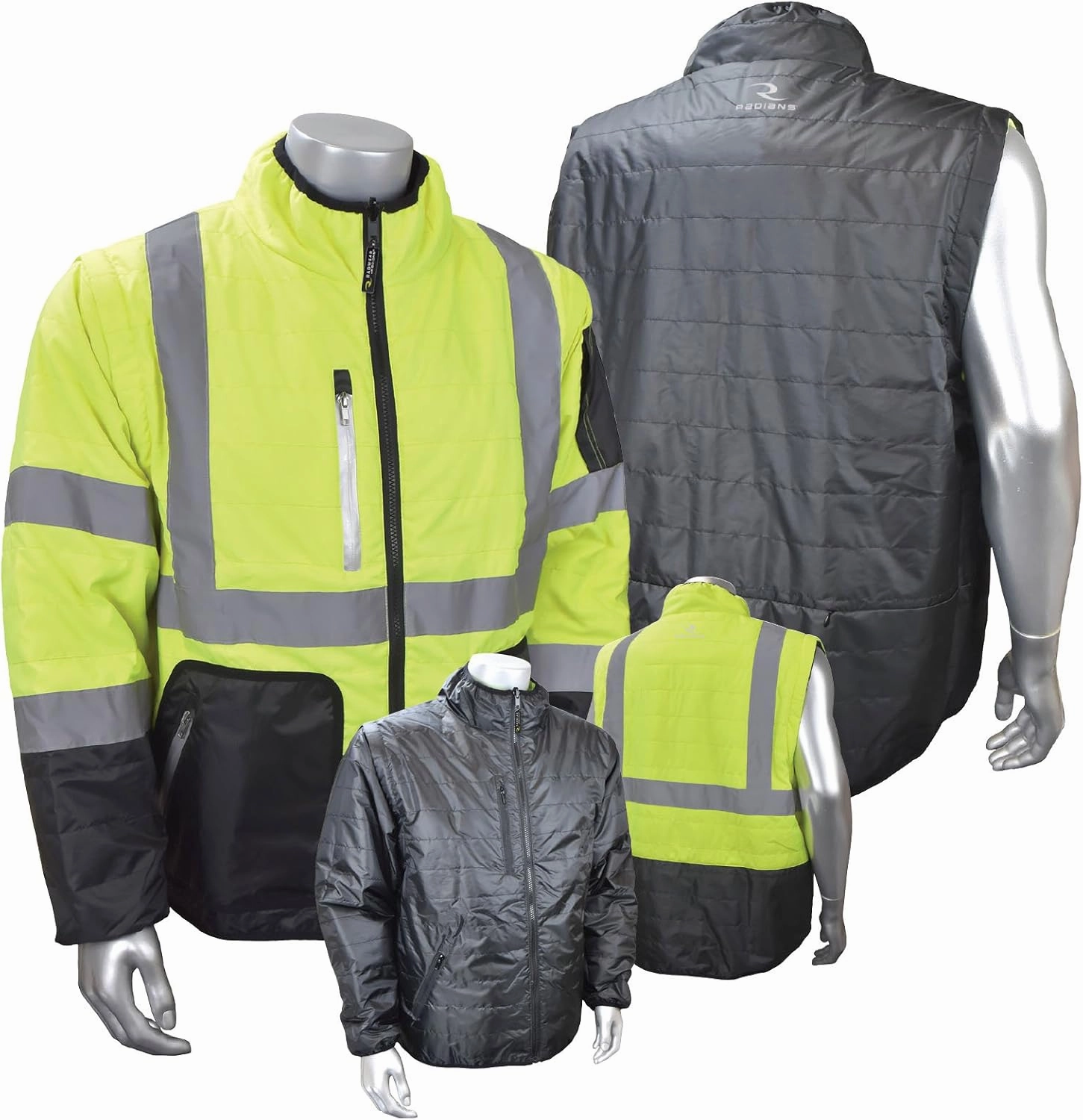 Radians SJ510-3ZGS Quilted Reversible Jacket with Zip-Off Sleeves