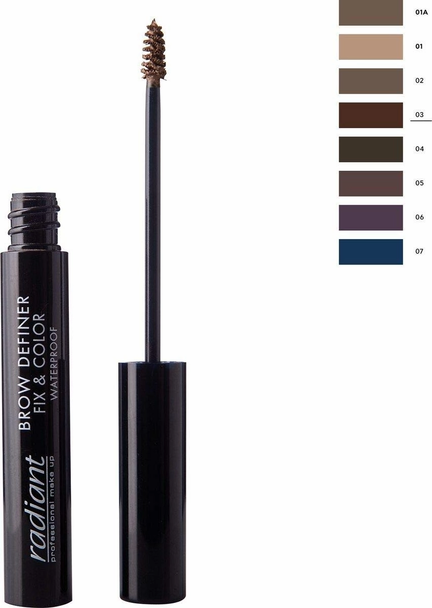 Radiant Professional Brow Definer Fix & Color - Waterproof, Long Lasting Eyebrow Mascara - Eyebrow Shaper & Filler With Precision Brush For Coverage, Perfect Shape & Color - 0.16oz (05)