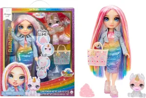 Rainbow High Amaya, Rainbow with Slime Kit & Pet, 11" Shimmer Posable Fashion Doll with DIY Sparkle Slime, Magical Yeti Pet, Fun Play Accessories, Great Toy Gift for Girls Kids Ages 4-12 Years