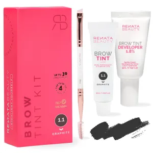 RB RENATA BEAUTY Brow Tint Kit – Eyebrow Tint Set – Dye Kit with Color Tint, Cream Developer and Styling Brush – Long-Lasting Effect Up to 4 Weeks – 30 Applications [Graphite]