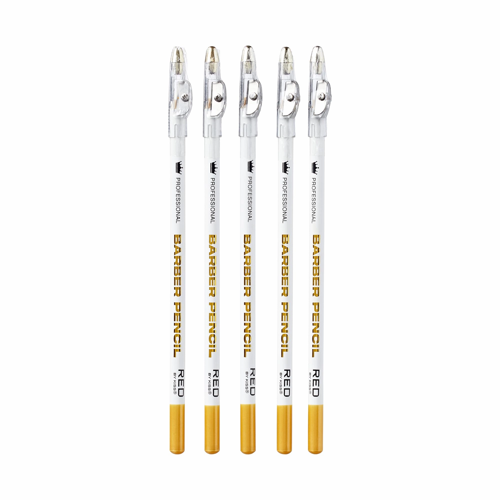 Red by Kiss 3PCS Barber Pencil with Built-in Sharpener Edge Hairline Razor Trace Pencils Beard Guide Beard and Hairline Outliner Pencils, Beard Shaping Pencils for Men (White-5pcs)