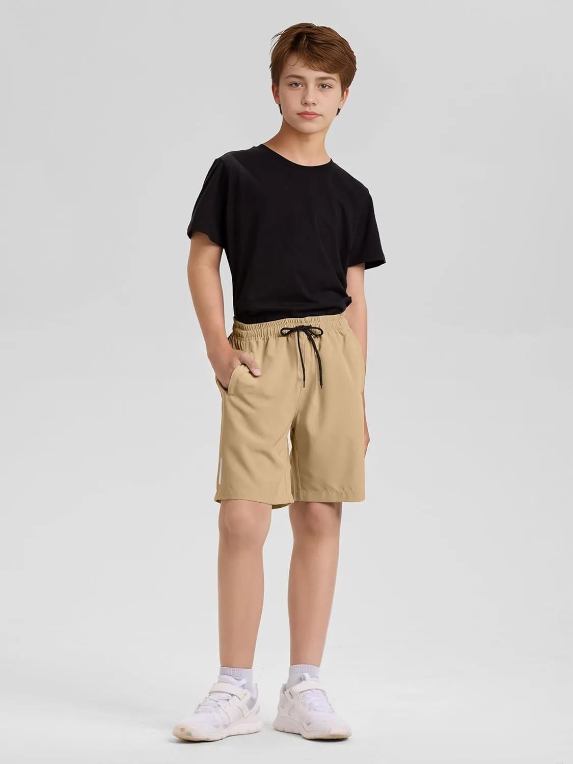 Resinta 3 Pack Boys Athletic Shorts with Zipper Pockets Dry Fit Lightweight Hiking Cargo Shorts for Gym Outdoors