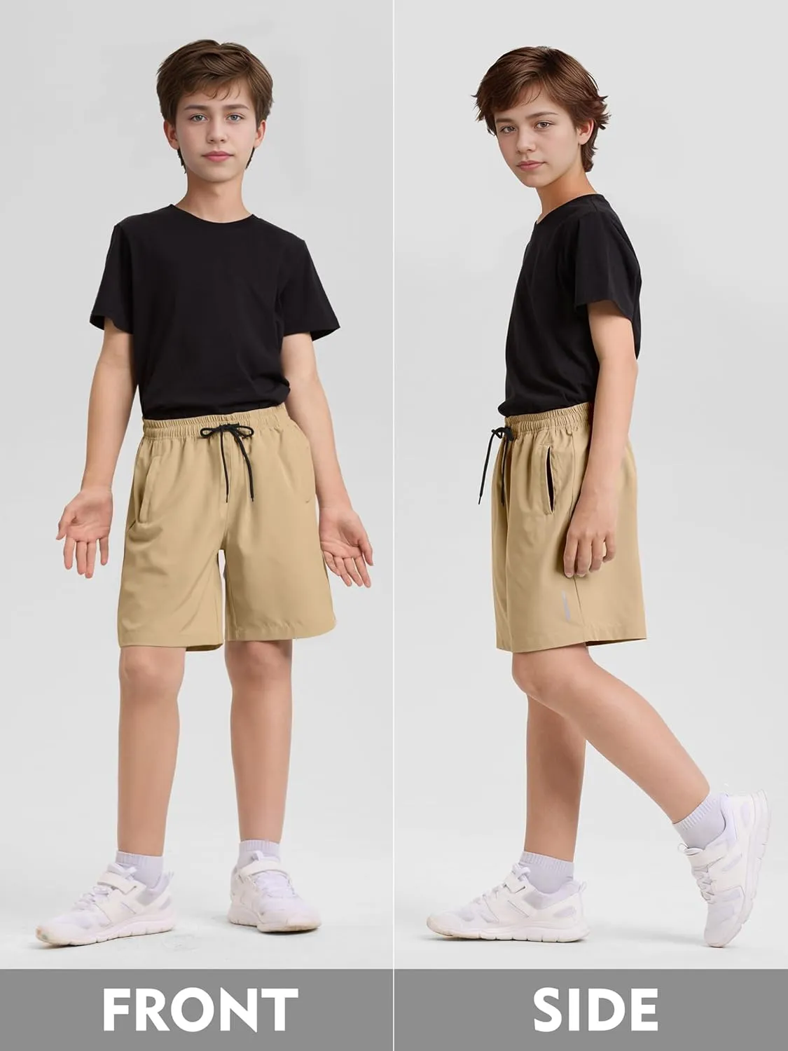 Resinta 3 Pack Boys Athletic Shorts with Zipper Pockets Dry Fit Lightweight Hiking Cargo Shorts for Gym Outdoors