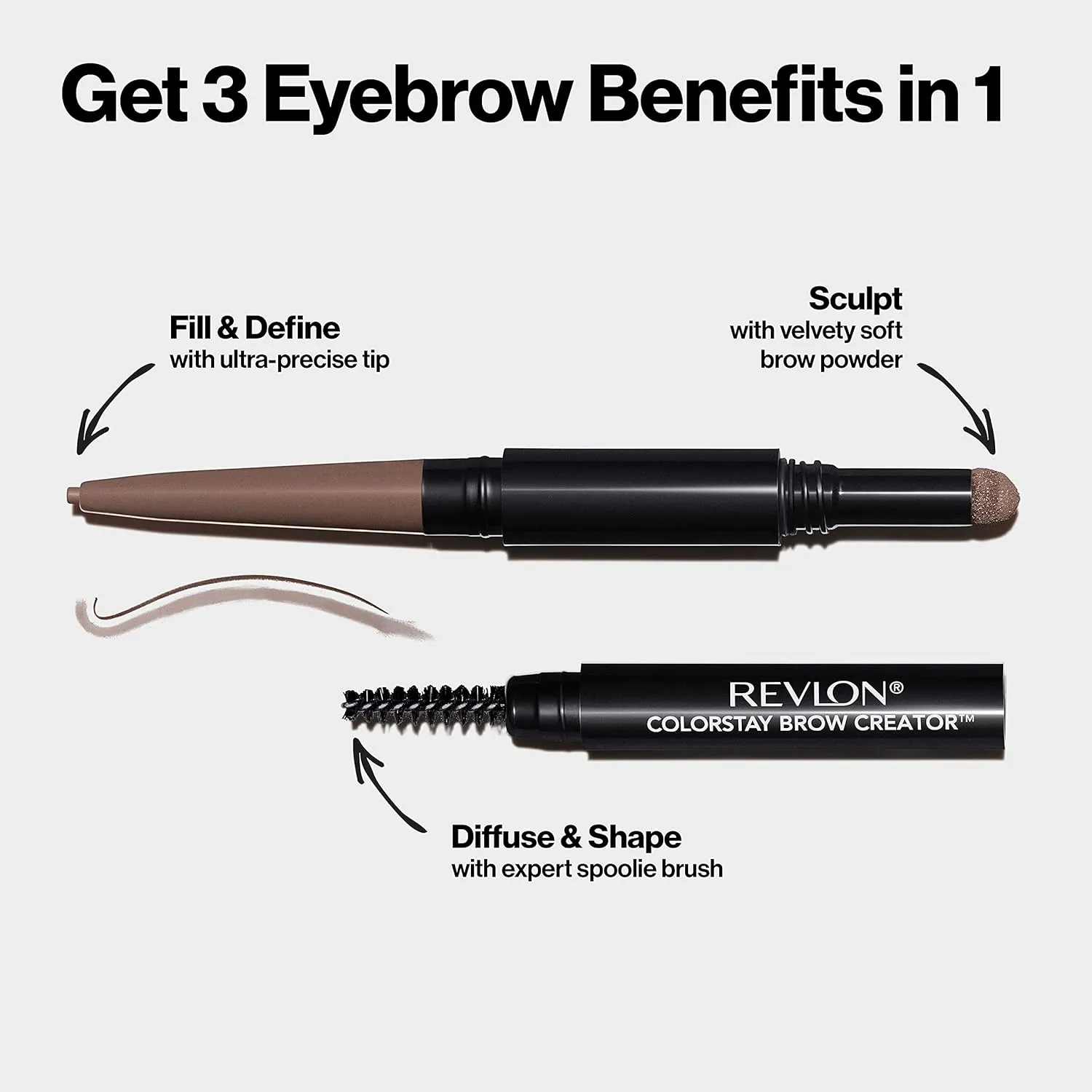 Revlon Colorstay Eyebrow Pencil Creator with Powder & Spoolie Brush to Fill, Define, Sculpt, Shape & Diffuse Perfect Brows, Graphite (645) 0.23 oz