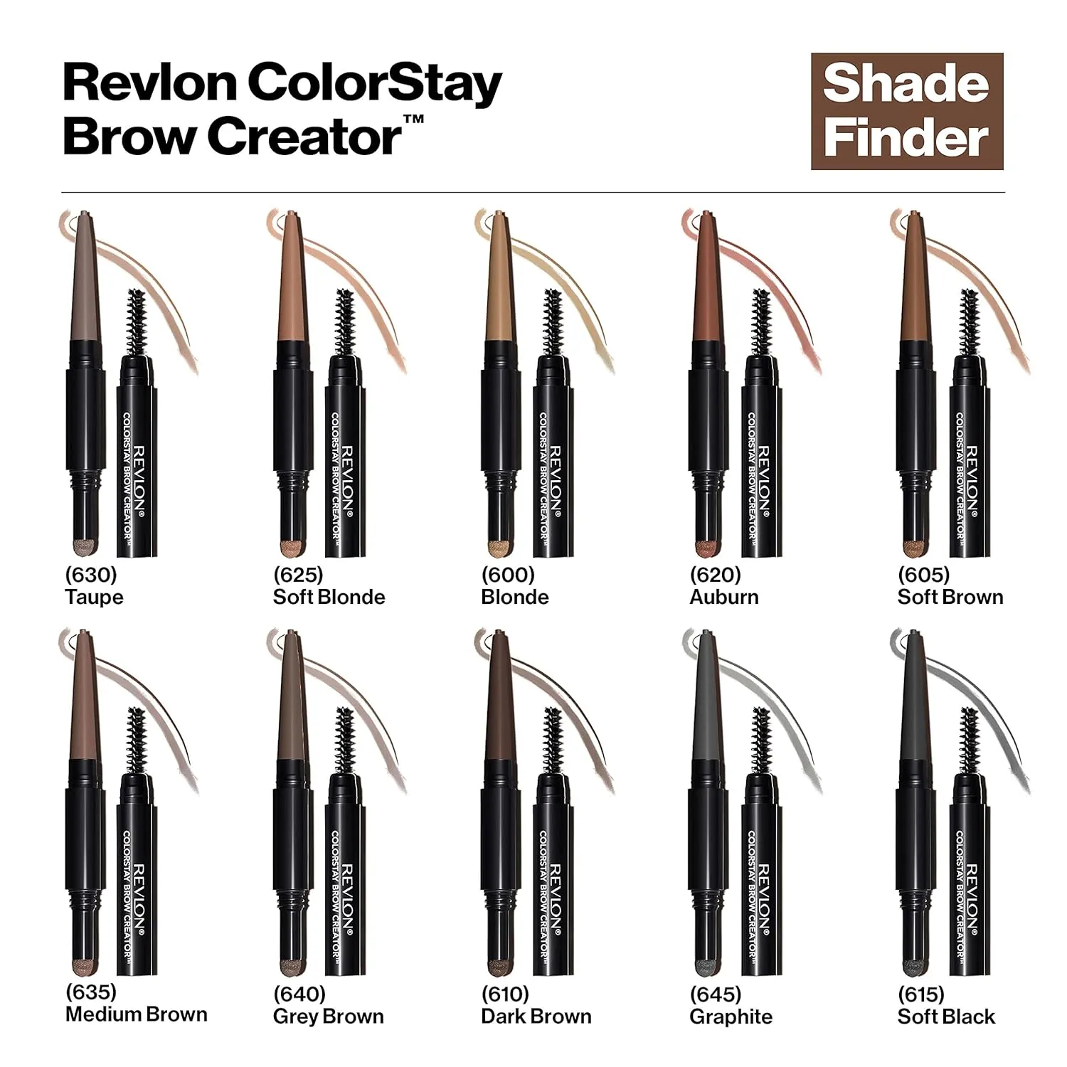 Revlon Colorstay Eyebrow Pencil Creator with Powder & Spoolie Brush to Fill, Define, Sculpt, Shape & Diffuse Perfect Brows, Graphite (645) 0.23 oz