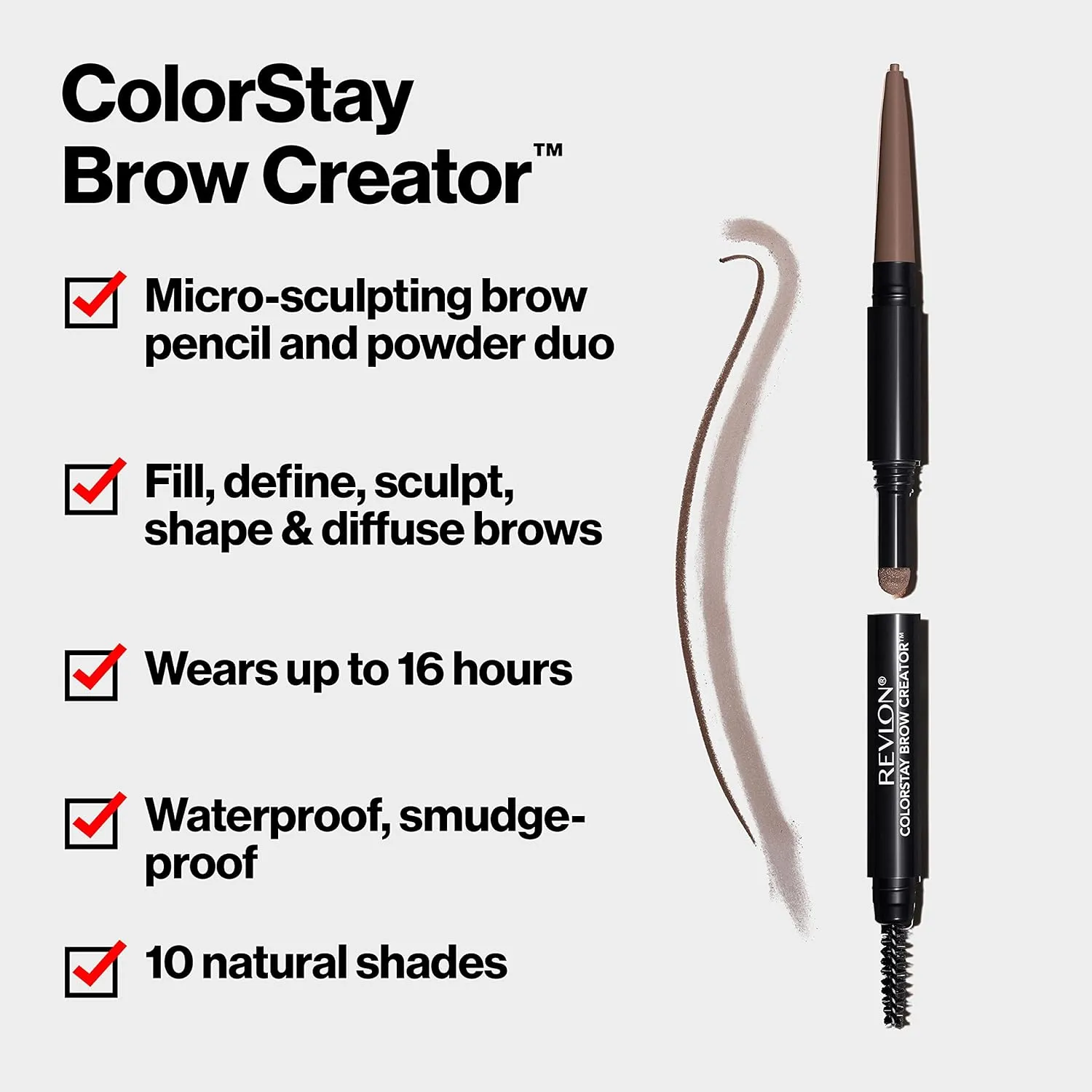 Revlon Colorstay Eyebrow Pencil Creator with Powder & Spoolie Brush to Fill, Define, Sculpt, Shape & Diffuse Perfect Brows, Graphite (645) 0.23 oz