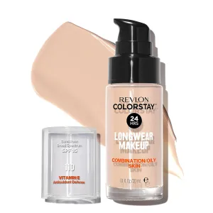 Revlon Liquid Foundation, ColorStay Face Makeup for Combination & Oily Skin, SPF 15, Medium-Full Coverage with Matte Finish, 110 Ivory, 1 Fl Oz