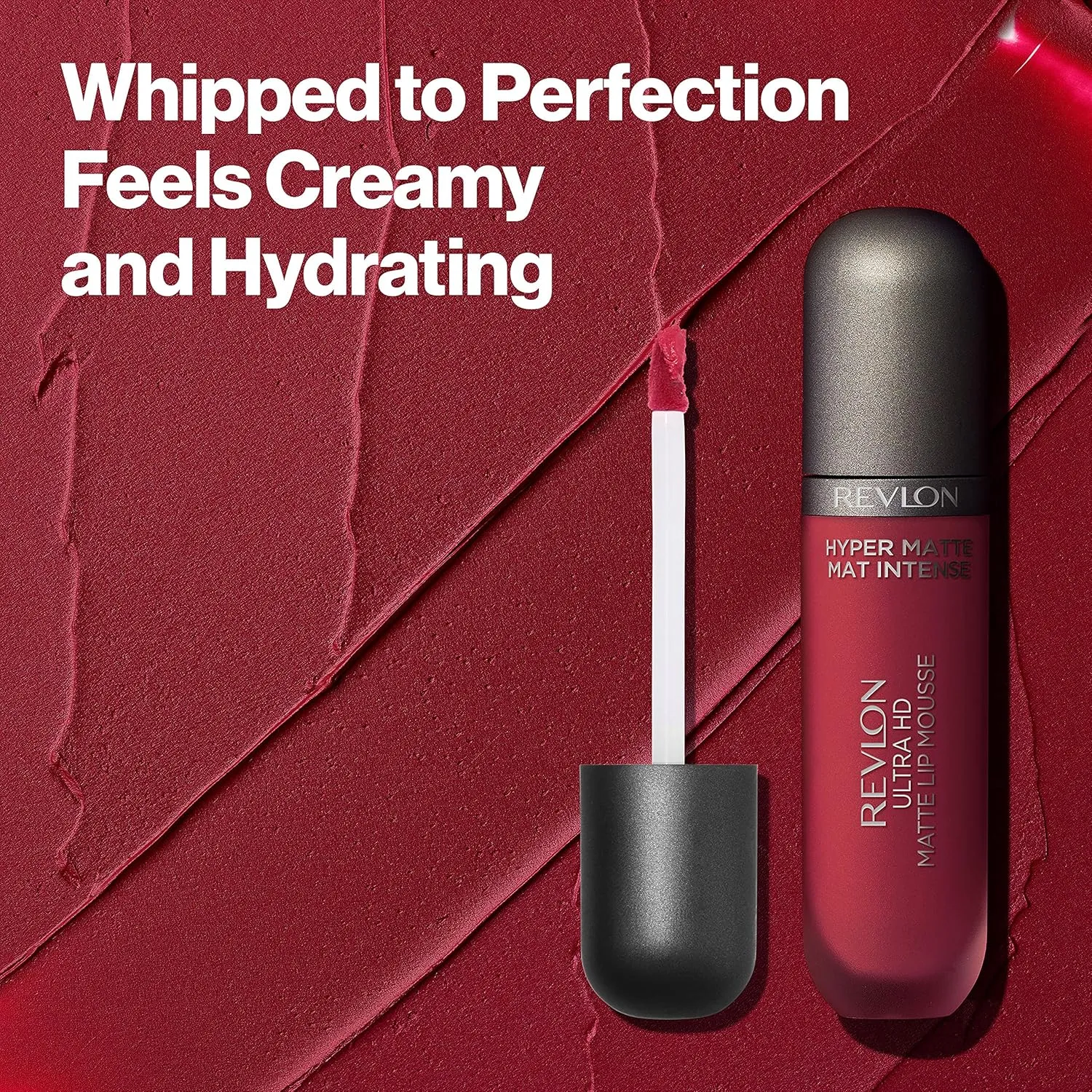 Revlon Liquid Lipstick, Face Makeup, Ultra HD Matte Lip Mousse, Longwear Rich Lip Colors in Plum / Berry, 825 Spice, 0.02 Oz