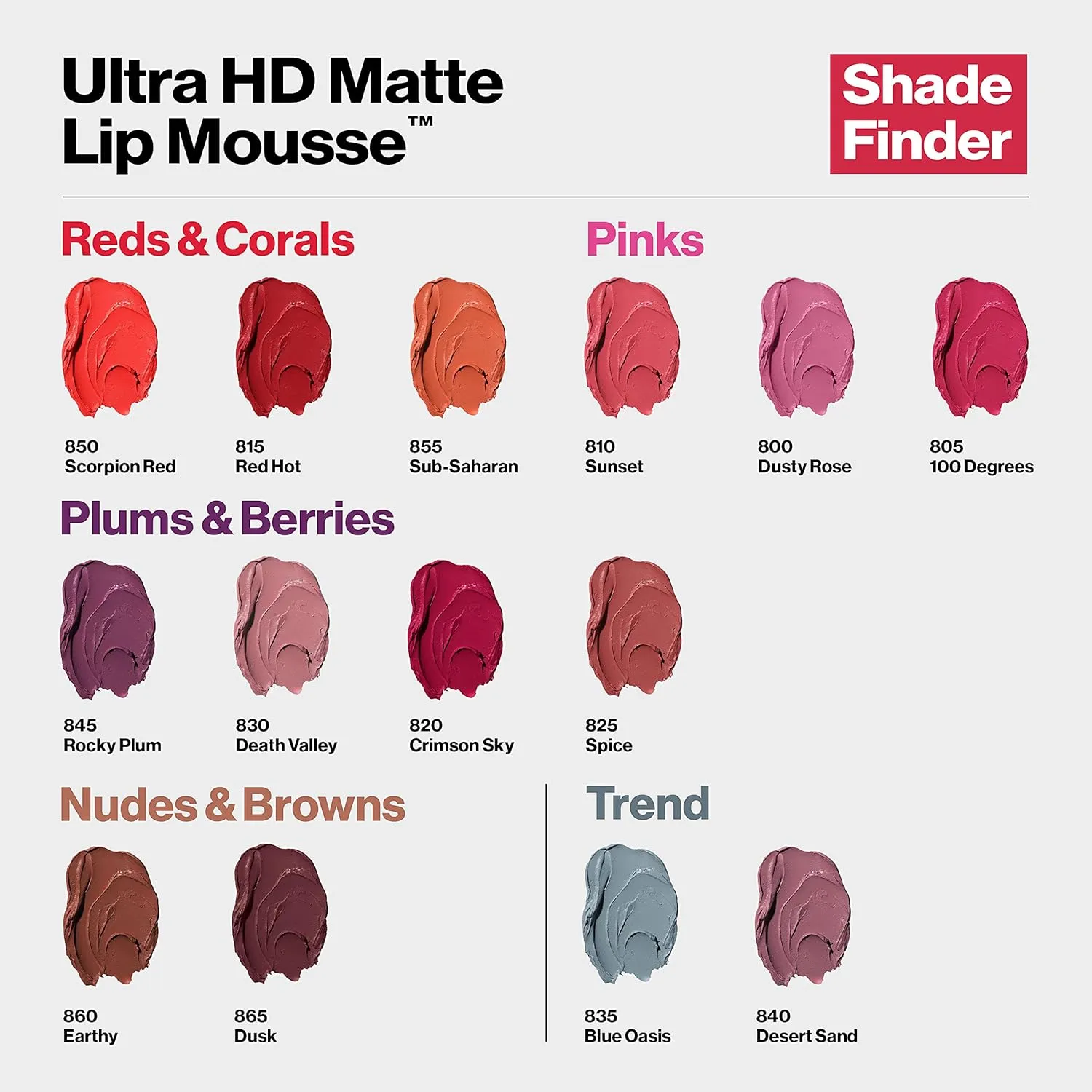 Revlon Liquid Lipstick, Face Makeup, Ultra HD Matte Lip Mousse, Longwear Rich Lip Colors in Plum / Berry, 825 Spice, 0.02 Oz