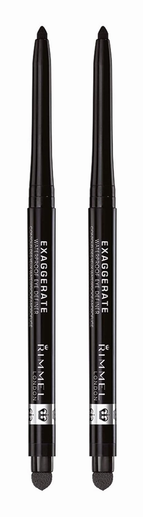Rimmel London Exaggerate Auto Waterproof Eye Definer, Rich Brown & Blackest Black, 2 Count Each