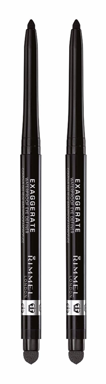 Rimmel London Exaggerate Auto Waterproof Eye Definer, Rich Brown & Blackest Black, 2 Count Each