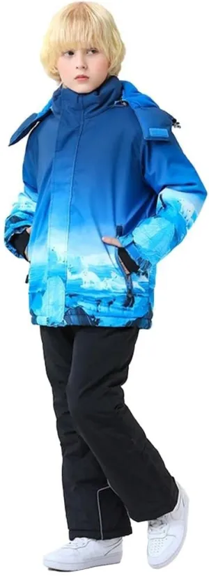 RIUIYELE Kid Ski Suit Boys Girls Windproof Waterproof Ski Jacket and Pants Sets Winter Ski and Snowboarding Suit