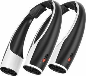 Rohent 2-Pack Hands-Free Neck Fan - 4000mAh USB-C Rechargeable with Turbo Cooling Ultra-Quiet 4 Speeds 360° Airflow for Travel Outdoors (Black)