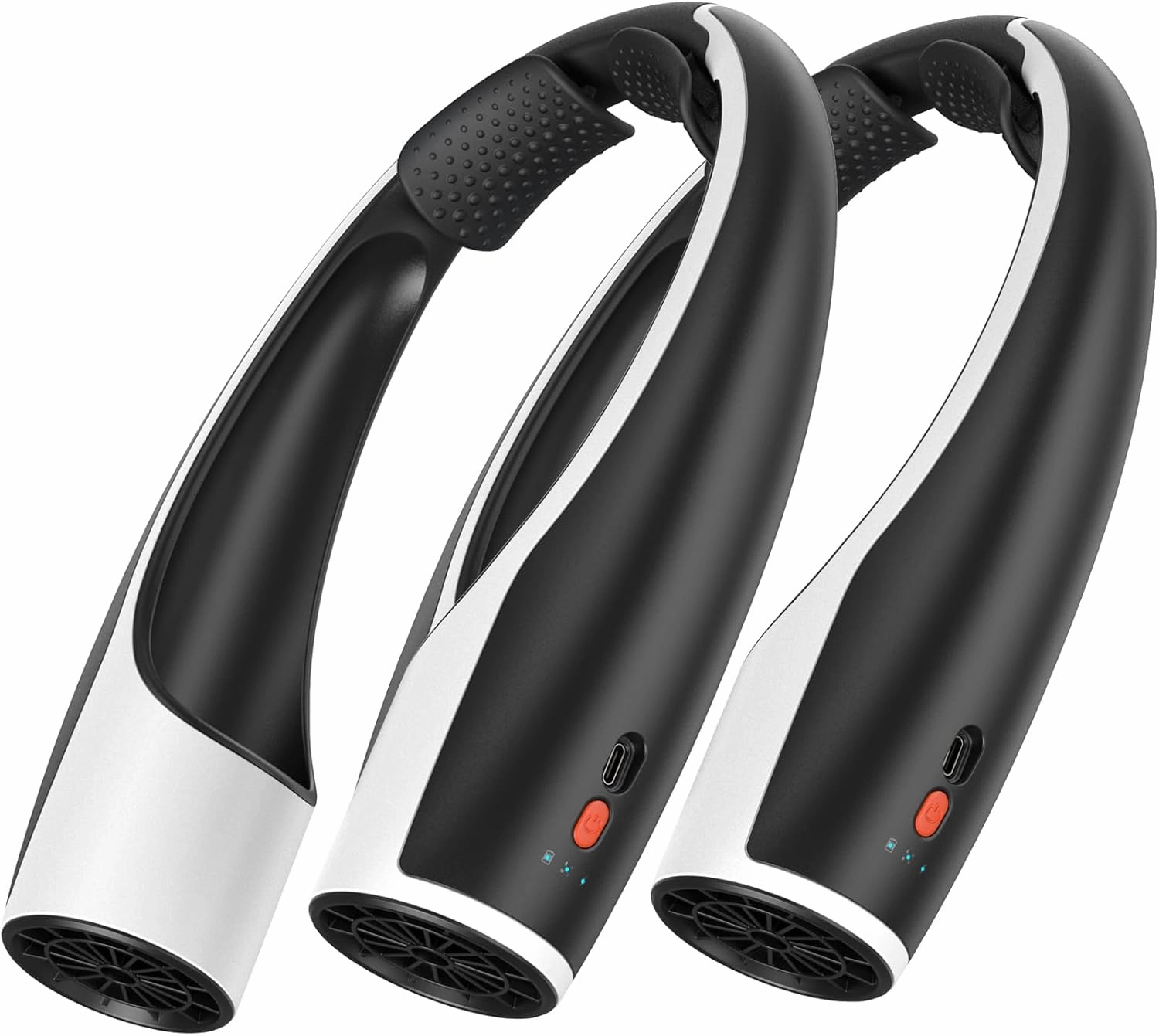Rohent 2-Pack Hands-Free Neck Fan - 4000mAh USB-C Rechargeable with Turbo Cooling Ultra-Quiet 4 Speeds 360° Airflow for Travel Outdoors (Black)