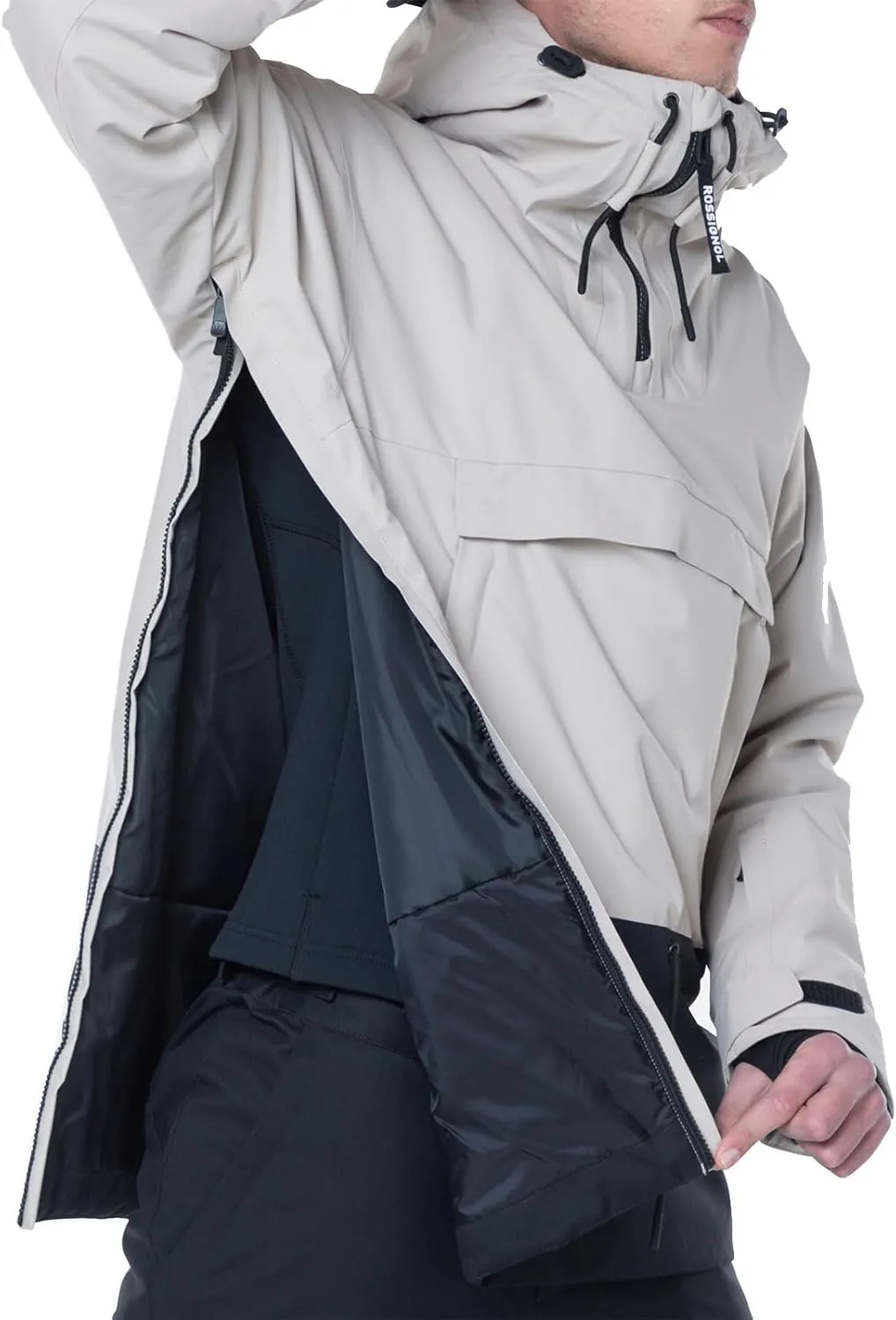 Rossignol Men's Snowboard Anorak Waterproof Windproof Ventilated Relaxed Fit Insulated 1/4 Zip Jacket with Multiple Pockets
