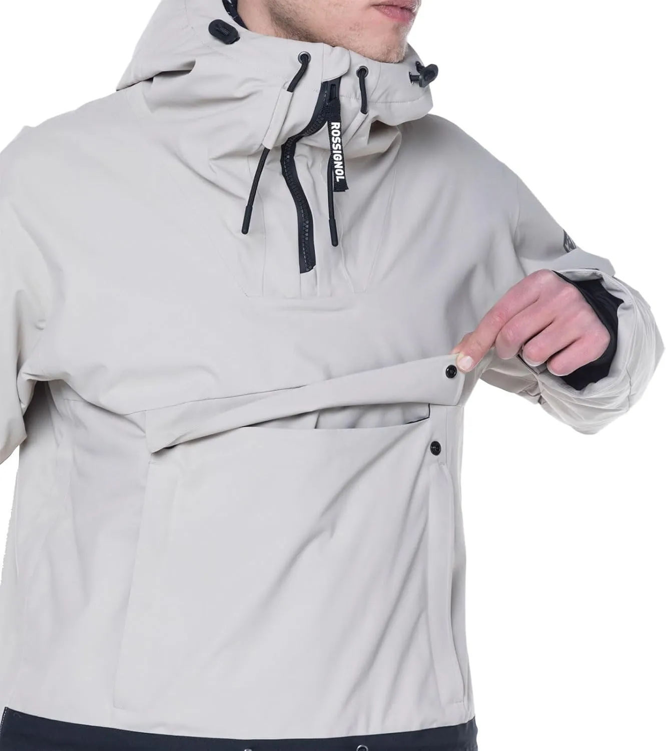 Rossignol Men's Snowboard Anorak Waterproof Windproof Ventilated Relaxed Fit Insulated 1/4 Zip Jacket with Multiple Pockets