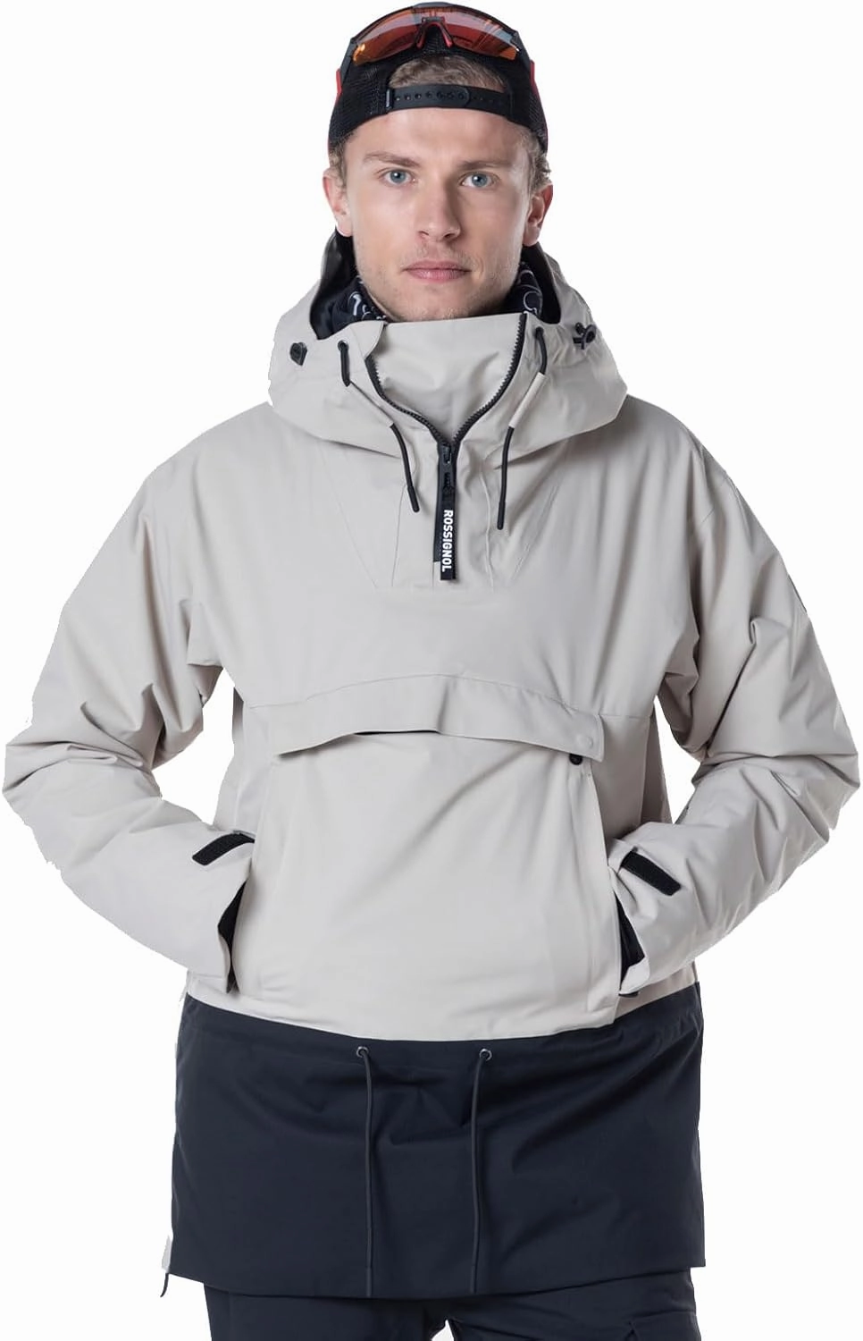 Rossignol Men's Snowboard Anorak Waterproof Windproof Ventilated Relaxed Fit Insulated 1/4 Zip Jacket with Multiple Pockets