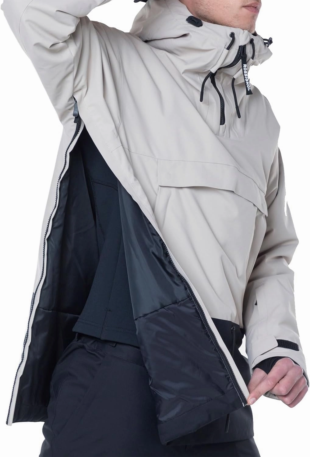 Rossignol Men's Snowboard Anorak Waterproof Windproof Ventilated Relaxed Fit Insulated 1/4 Zip Jacket with Multiple Pockets