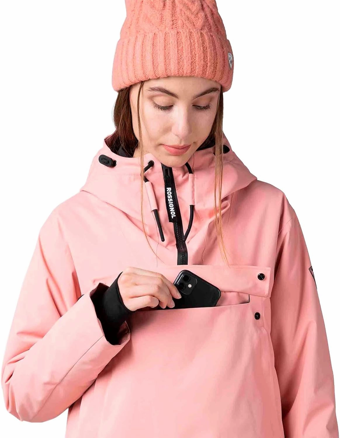 Rossignol Women's Snowboard Anorak Waterproof Windproof Relaxed Fit Insulated 1/4 Zip Active Jacket with Multiple Pockets