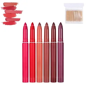 Rotating Sharpenable Matte Lipstick Pencils, Daily Application Lip Makeup Long Lasting Pencil, Rotating Matte Lipstick Pencils (B(6))