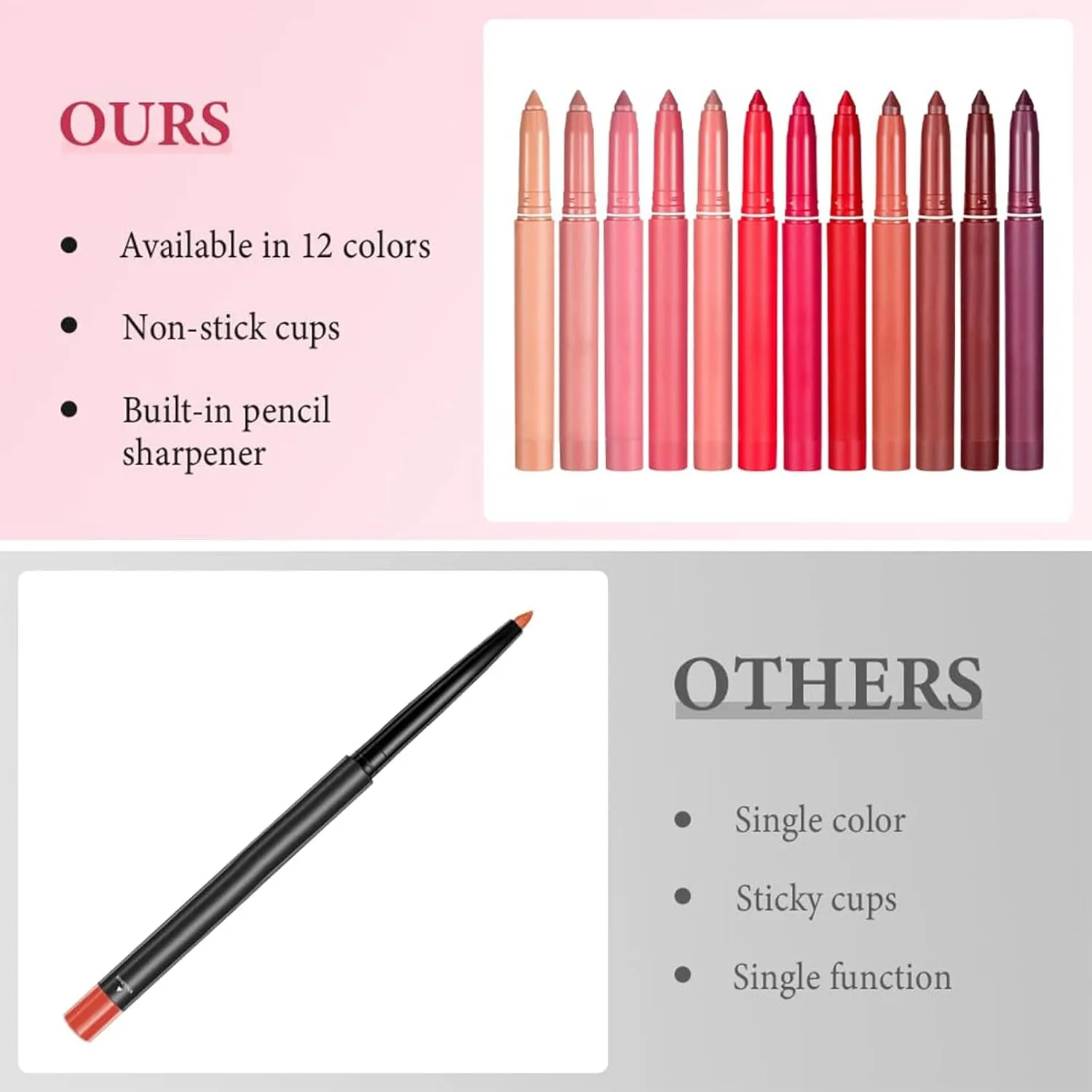 Rotating Sharpenable Matte Lipstick Pencils, Daily Application Lip Makeup Long Lasting Pencil, Rotating Matte Lipstick Pencils (B(6))