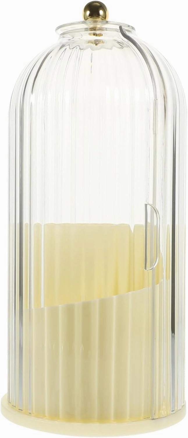 Rotating Makeup Brush Organizer with Lid Clear Dustproof Compartment for Vanity Multifunctional Storage for Brushes Pens and Tools Elegant Design Transparent Finish