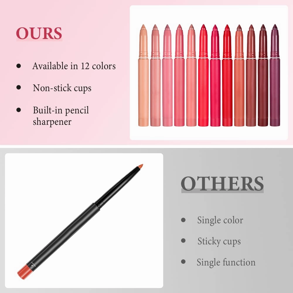 Rotating Sharpenable Matte Lipstick Pencils, 2025 New Red Lip Liner Precision Tip Matte Lip Crayon Waterproof Lip Gloss Stain Set, Daily Application Lip Makeup Long Lasting Pencil (Colorful, One Size)