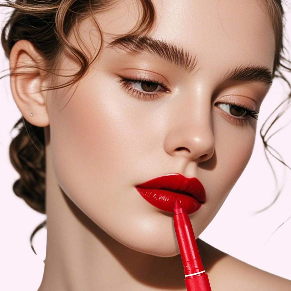 Rotating Sharpenable Matte Lipstick Pencils, 2025 New Red Lip Liner Precision Tip Matte Lip Crayon Waterproof Lip Gloss Stain Set, Daily Application Lip Makeup Long Lasting Pencil (Colorful, One Size)