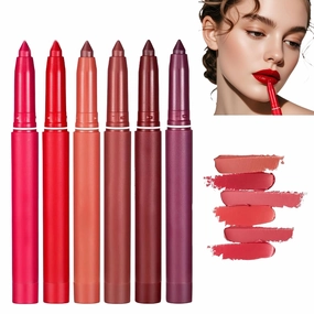 Rotating Sharpenable Matte Lipstick Pencils, Red Lip Liner Matte Lip Crayon Waterproof Lip Gloss Stain Set, Daily Application Lip Makeup Long Lasting Pencil (6pcs(07#, 08#, 09#, 10#, 11#, 12#))